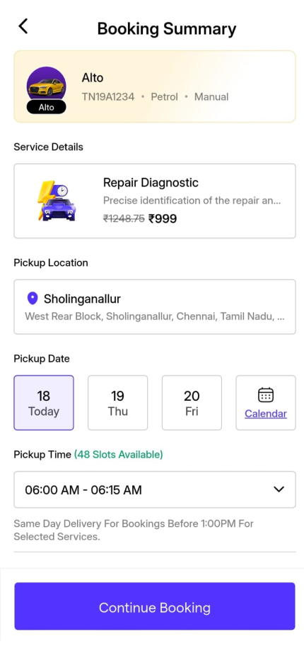 CarQure booking summary